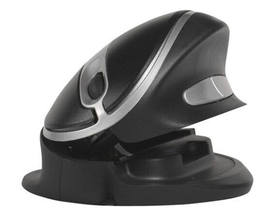 Bakker Elkhuizen Oyster Stor Vertikal Mus med 5 Knapper - Kablet USB - Svart