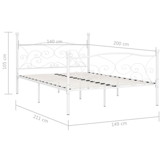 vidaXL Sengeramme med spilebase hvit metall 140x200 cm