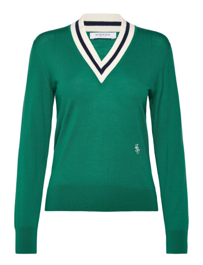 Sporty & Rich Src Minimalist V Neck Sweater Green S