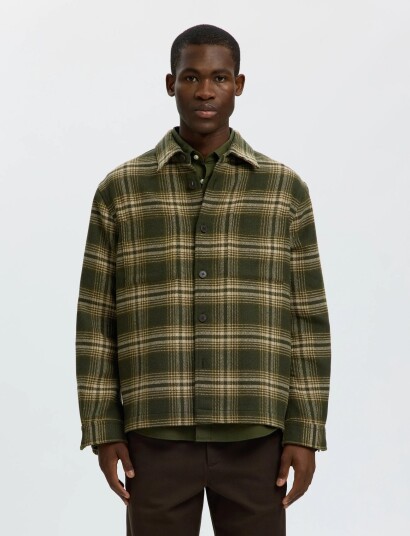 Selected Slmole Pablo Wool Blend Overshirt Noos Khaki green XL