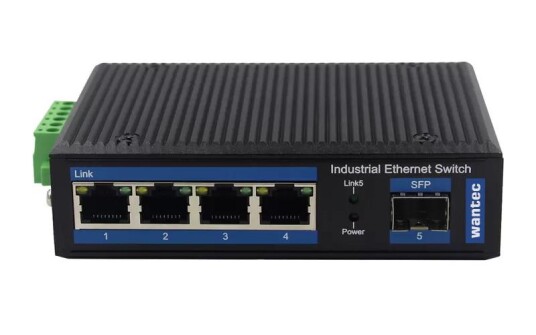 WANTEC - Industrial Fiber Ethernet Switch für Hutschiene, 4 Port + 1 SFP WANTEC - Industrial Fiber Ethernet Switch für Hutschiene, 4 Port + 1 SFP