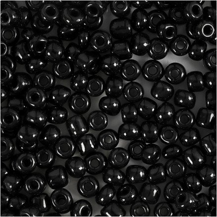 Diverse Rocaillesperler dia 4 mm str 6 0 hullstr 0,9 1,2 mm svart 25 g 1 pk