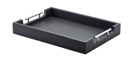 Solid Sort Butlersbakke Med Metal Håndtag 45 x 33cm Solid Sort Butlersbakke Med Metal Håndtag 45 x 33cm