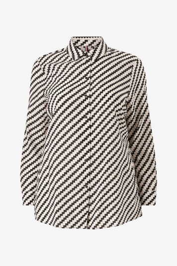 Tommy Hilfiger Curve   Skjorte Crv Zigzag Printed Shirt   Hvit