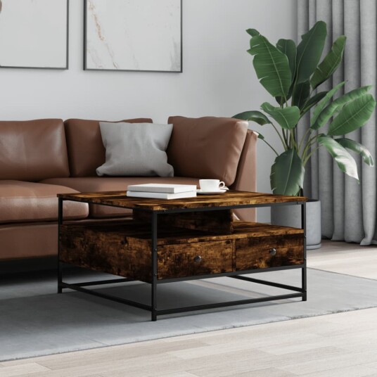  Salongbord røkt eik 80x80x45 cm konstruert tre 8721012124523