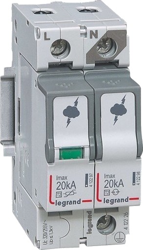 Legrand Transientbeskyttelse Type 2 1P+N, TT og TNS, 20kA Legrand Transientbeskyttelse Type 2 1P+N, TT og TNS, 20kA
