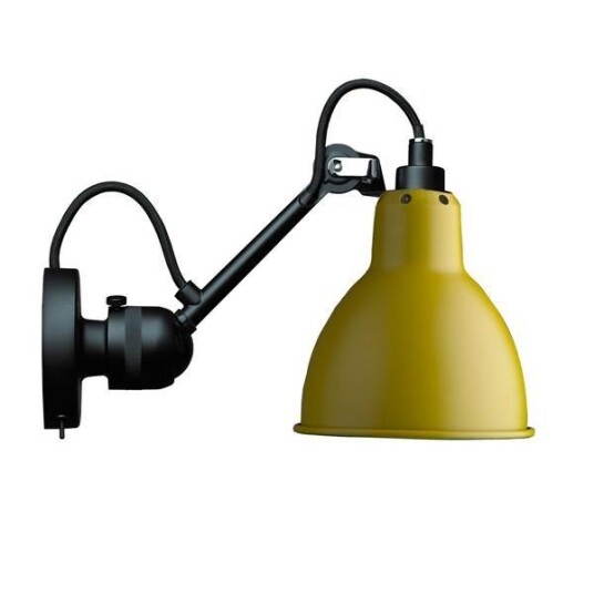 Lampe Gras N304 Vegglampe Matt Sort & Matt Gul Med Av/På Knapp Lampe Gras N304 Vegglampe Matt Sort & Matt Gul Med Av/På Knapp