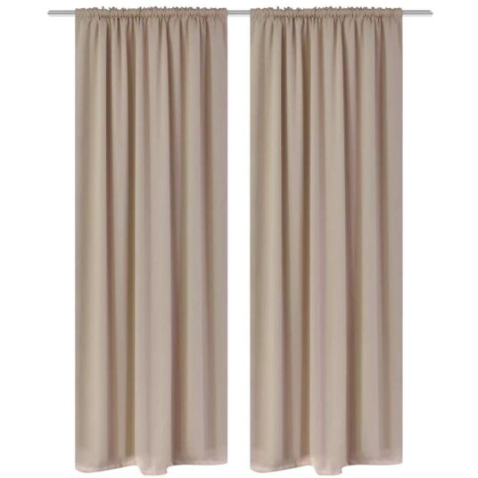 Vidaxl 2stk Krem Mørkleggingsgardiner Med Stang 135 X 245 Cm