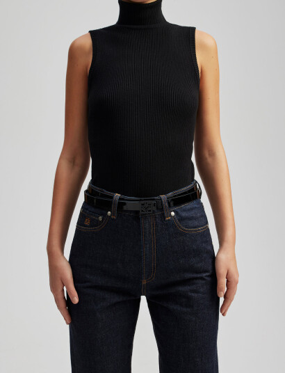 Malina Hazel Double Length Patent Iconic Leather Belt - Black - 80 Malina Hazel Double Length Patent Iconic Leather Belt - Black - 80
