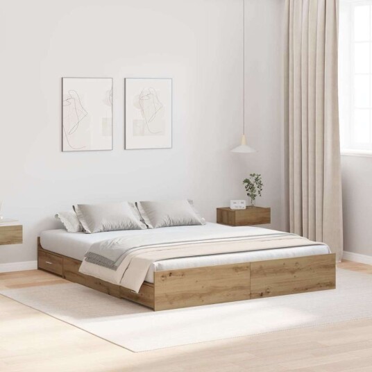 Seng med lagring artisan eik 135 x 190 cm Konstruert tre Seng med lagring artisan eik 135 x 190 cm Konstruert tre