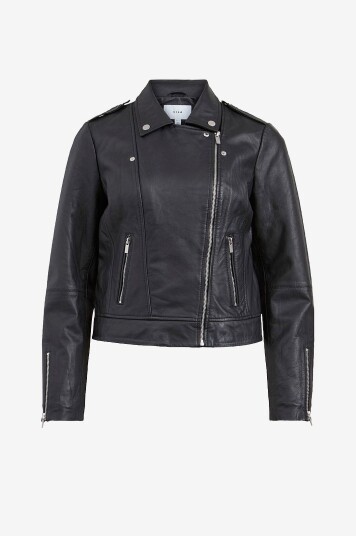 Vila   Skinnjakke viFeli Leather Jakke   Svart