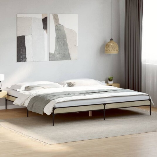 Sengeramme sonoma eik 200x200 cm konstruert tre og metall 8721012985230