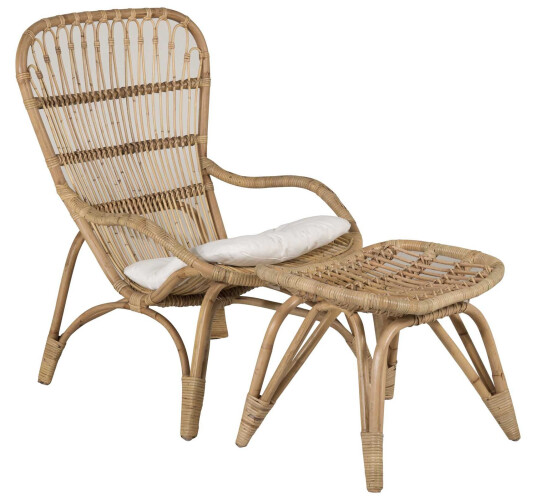 Venture Design Ella lounge lenestol Natur/offwhite Med fotskammel Natur Venture Design Ella lounge lenestol Natur/offwhite Med fotskammel Natur