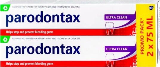 PARODONTAX Ultra Clean Tannkrem 2 x 75 ml Effektiv beskyttelse mot blødende tannkjøtt (Dobbeltpakke) PARODONTAX Ultra Clean Tannkrem 2 x 75 ml Effektiv beskyttelse mot blødende tannkjøtt (Dobbeltpakke)