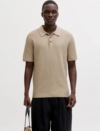 Jack & Jones Jprbluriley Knit Polo Ss Sn Beige S