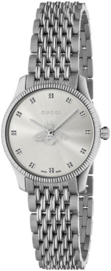 Gucci Dameklokke YA1265019 G Timeless Sølvfarget/Stål Ø29 mm Gucci Dameklokke YA1265019 G Timeless Sølvfarget/Stål Ø29 mm