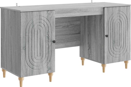 vidaXL Skrivebord med dør Grå sonoma 142,5 x 50 x 75 cm Konstruert tre