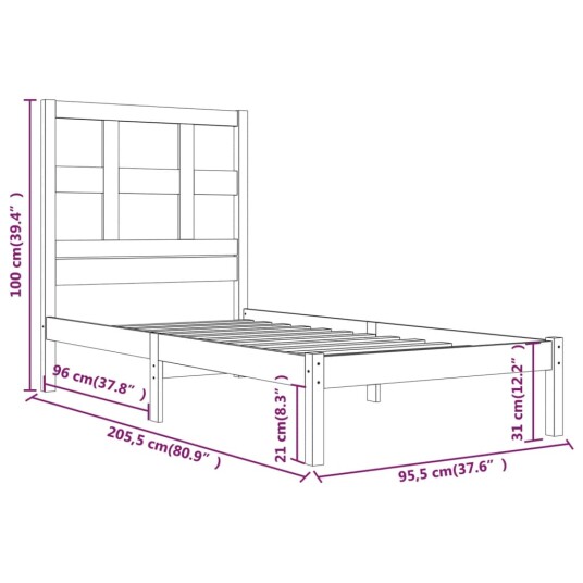 vidaXL Sengeramme heltre furu 90x200 cm