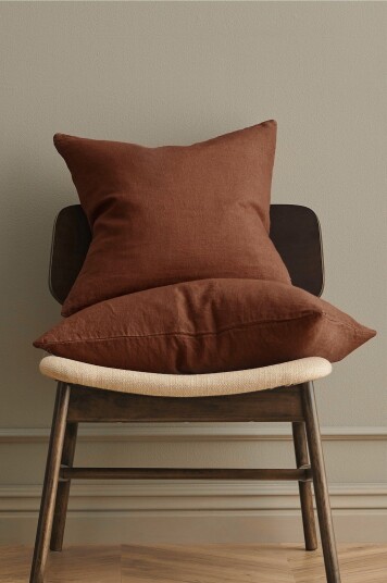Ellos Home   Putetrekk Candice Zip i vasket lin 50x50 cm   Brun