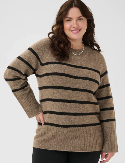 Kaffe Curve Kcerina Knit Pullover - Brown - XL