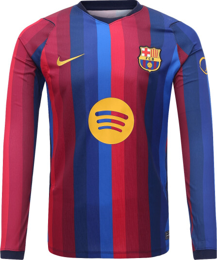 Nike Fc Barcelona Nike Dri Fit Home Jersey Long Sleeved 26/27   Burgundy   XL