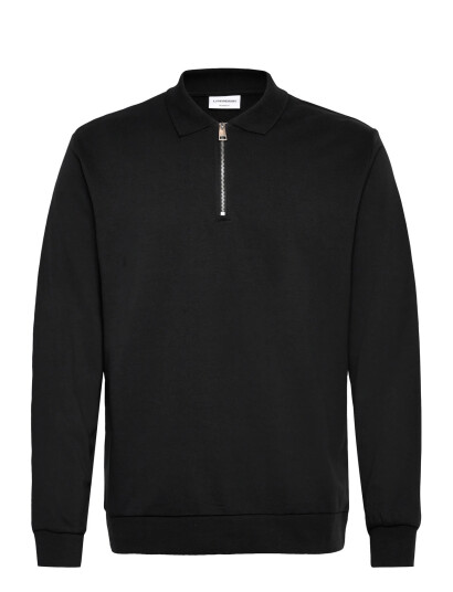 Lindbergh Sweat Polo L/S - Black - S Lindbergh Sweat Polo L/S - Black - S