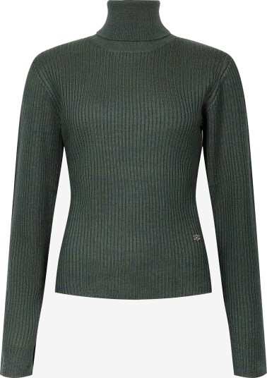 Ganni Turtleneck In Ribbed Merino   DARK GREEN   S