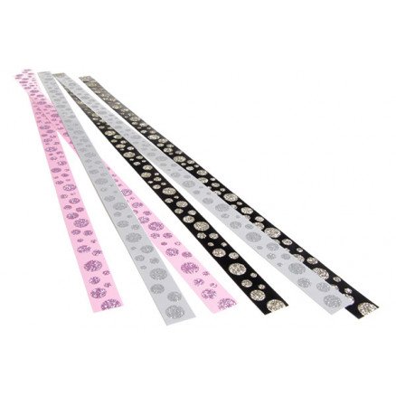 Diverse Selvklebende striper Sølv Sort & Rosa Ass motiver 420x15mm 6 stk
