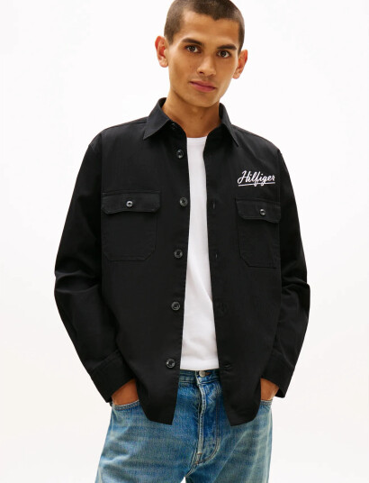 Tommy Hilfiger Herringbone Overshirt - Black - L Tommy Hilfiger Herringbone Overshirt - Black - L