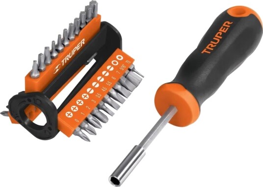 Skrutrekker-Bitsholder Med 33 Stykker Truper®-Bits Skrutrekker-Bitsholder Med 33 Stykker Truper®-Bits