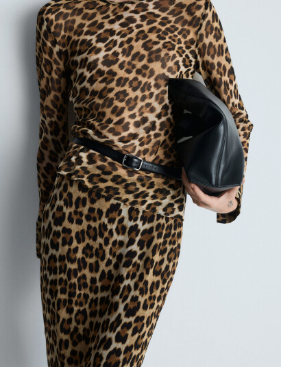 Mango Leopard Print Blouse - Brown - XS