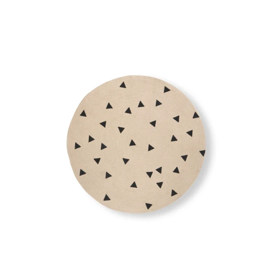 Ferm Living Rund Jutematte med Svarte Trekanter Small Ferm Living Rund Jutematte med Svarte Trekanter Small