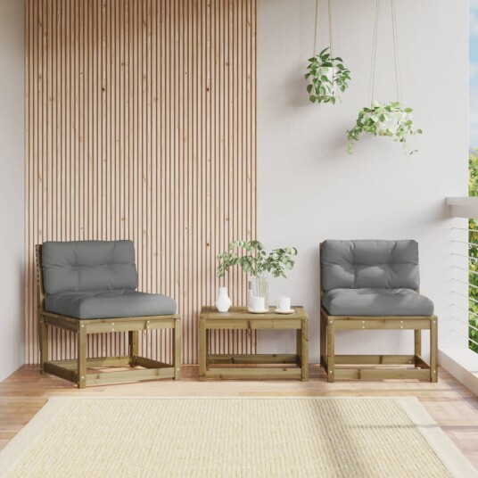 Hagesofaer med puter 2 stk impregnert tre 844708
