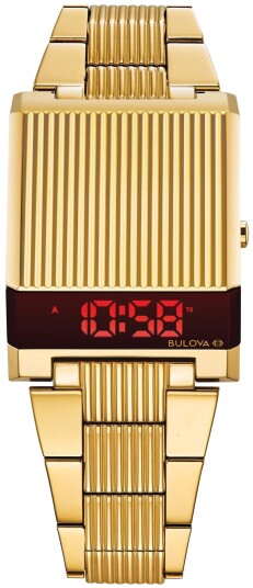 Bulova Herreklokke 97C110 LCD/Gulltonet stål