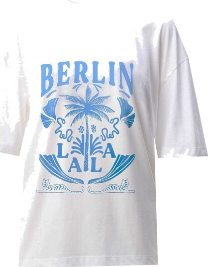 Lala Berlin T skjorte Celia Lala Palm White Lala Berlin Medium T skjorte Hvit