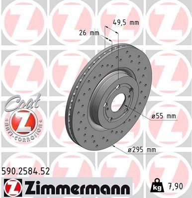 Bremseskive ZIMMERMANN 590.2584.52 Bremseskive ZIMMERMANN 590.2584.52