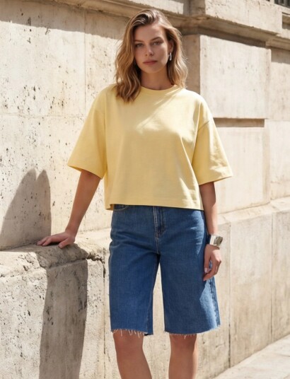 Minus Msgamma Cropped Gots T Shirt Yellow XXL