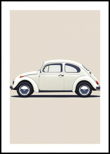 Klassisk hvit bil Plakat / 100x150 Klassisk hvit bil Plakat / 100x150