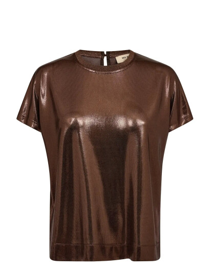 MOS MOSH Mmnivola O-Neck Metallic Tee - Brown - XS