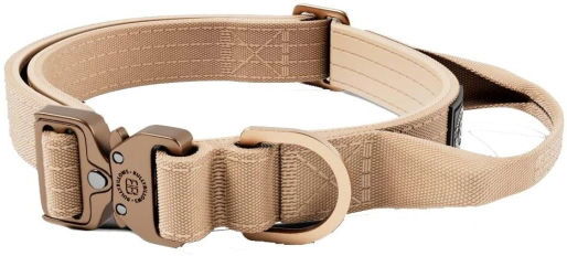 Bullybillows Combat Hundehalsbånd Med Håndtak Beige Xs 2.5 cm