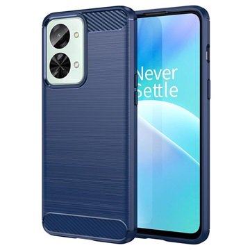 OnePlus Nord 2T Børstet TPU-deksel Karbonfiber Blå
