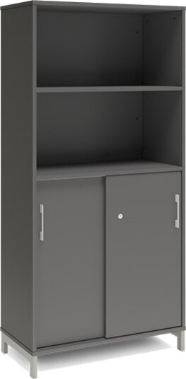 Kontorskab Dna, 800X1660 Mm, Antracit/Sort, Skydedør 4A4 Kontorskab Dna, 800X1660 Mm, Antracit/Sort, Skydedør 4A4