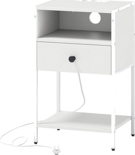 Nattbord med ladestasjon – kompakt industriell stil