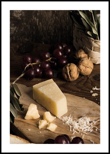 Rustic Cheese and Fruit Still Life Plakat Plakat / 30x40cm