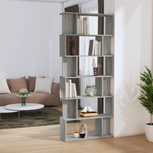 vidaXL Bokhylle/romdeler gr? sonoma 80x24x192 cm konstruert tre vidaXL Bokhylle/romdeler gr? sonoma 80x24x192 cm konstruert tre