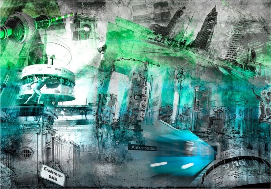 Fototapet Berlin Collage Grønn 350x245 - Artgeist sp. z o. o.