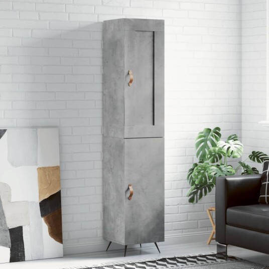 vidaXL Highboard betonggrå 34,5x34x180 cm konstruert tre 8720845495312