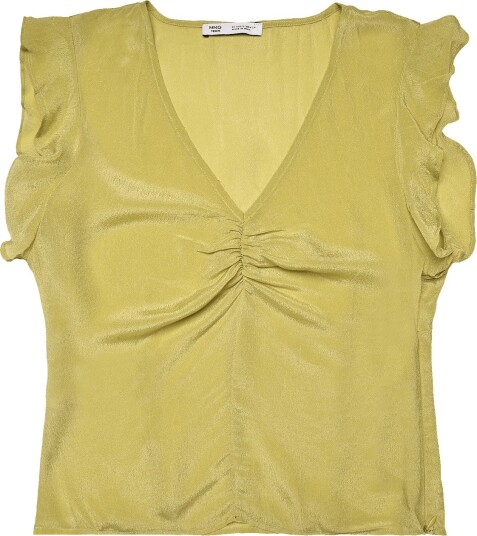 Mango Teen Satin V Neck Blouse   Yellow   M