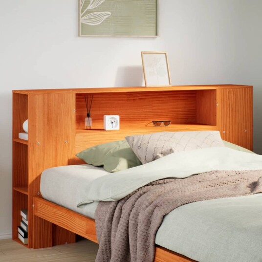 Hodegavl med oppbevaring voksbrun 135 cm heltre furu 8721158396488