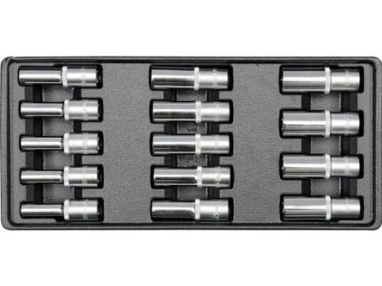 Yato 1/2" Støpselsett med 14 Metriske Hoder i Krom-Molybden-Stål, 8-21 mm Yato 1/2" Støpselsett med 14 Metriske Hoder i Krom-Molybden-Stål, 8-21 mm